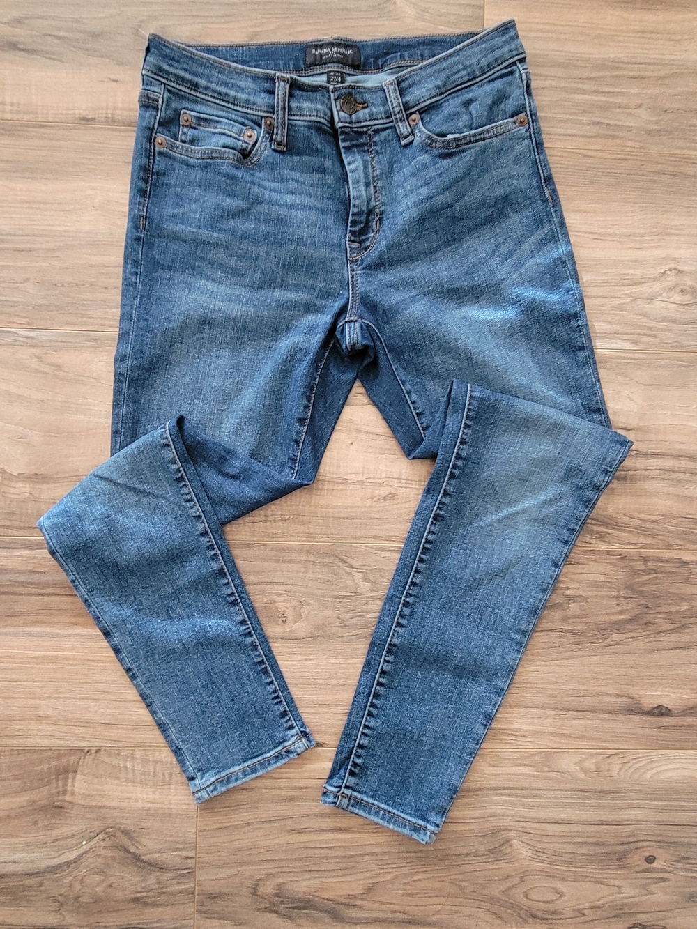 Banana Republic Sculpt Skinny Jeans - Blue with Tan Stitching